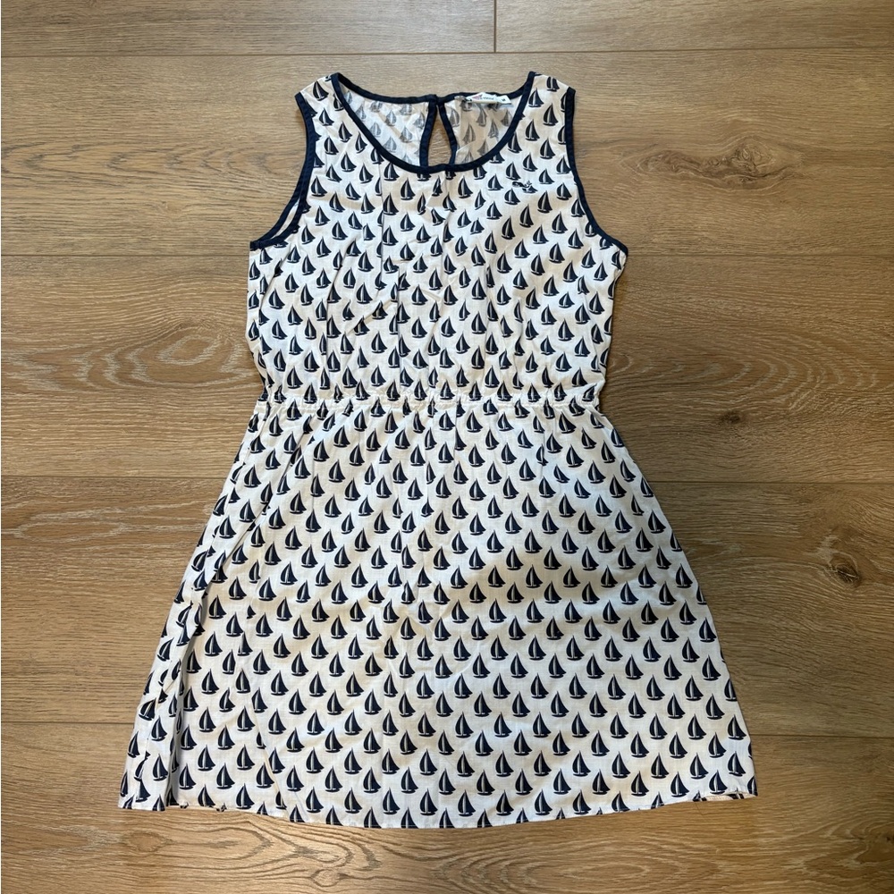 Vineyard Vines Girls Navy Blue and White Sailboat Dress | Size M